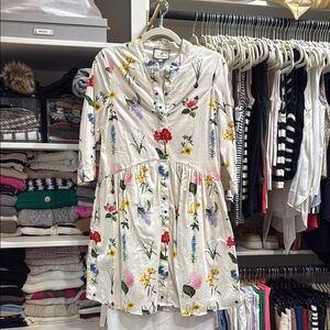 Tuckernuck White Cream Sundress with Cowl Neck and 3/4 Sleeves